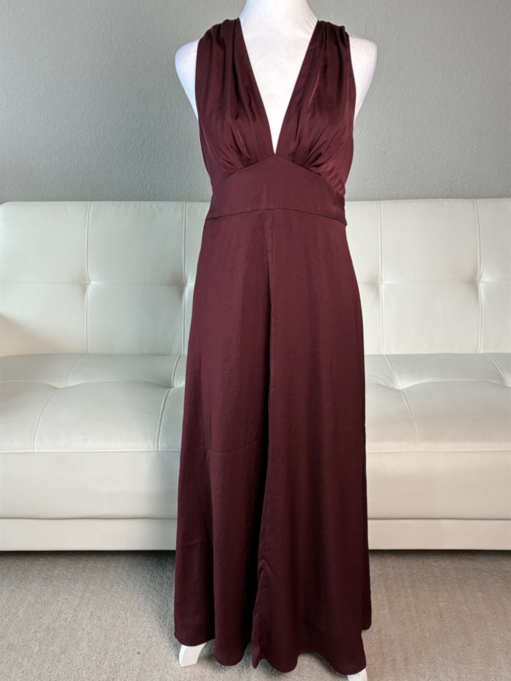 Banana Republic Burgundy Sleeveless V-Neck Maxi Dress - Evening, Prom, Event